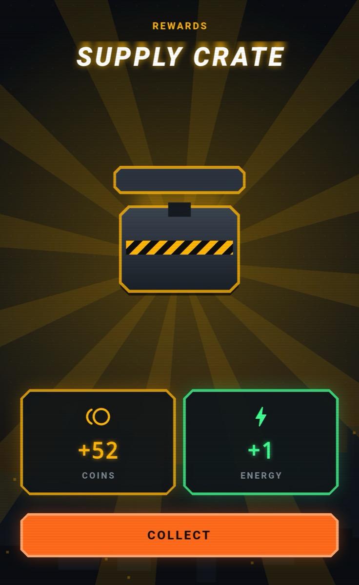 Supply crate reward screen