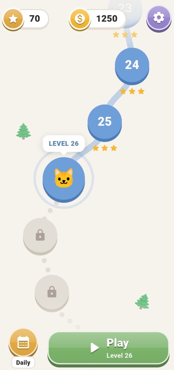Logic Paws level map with level 26 selected